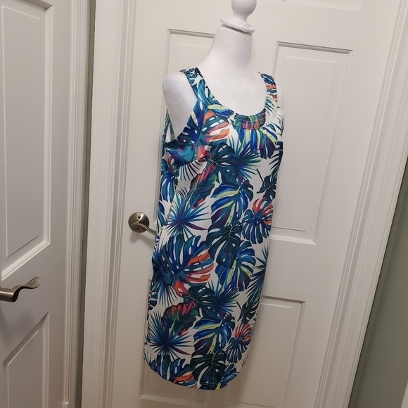 Caribbean Joe Tropical Print Tank Dress Size Medium, Beachwear, Colorful - Picture 6 of 12